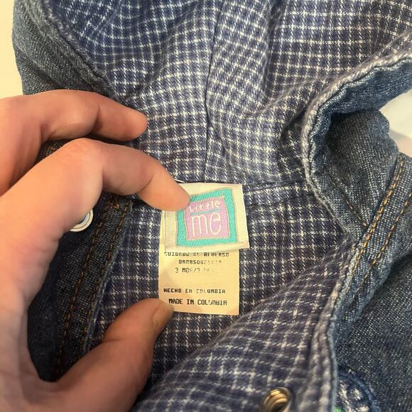 Jean Denim One-Piece Little Me Outfit Cat Embroidered Heavy Lined Size 3 months - Picture 4 of 6